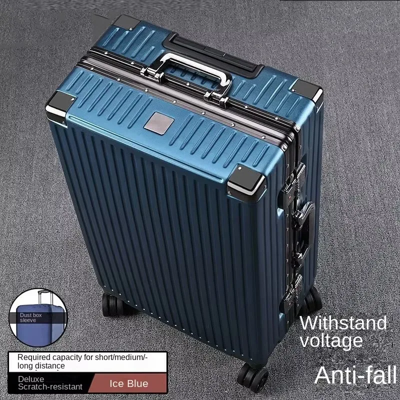 valise à cadre en aluminium, grande capacité, robuste et durable, avec serrure à combinaison, bagage cabine en pc épaissi, 20/22/24/26/28 pouces