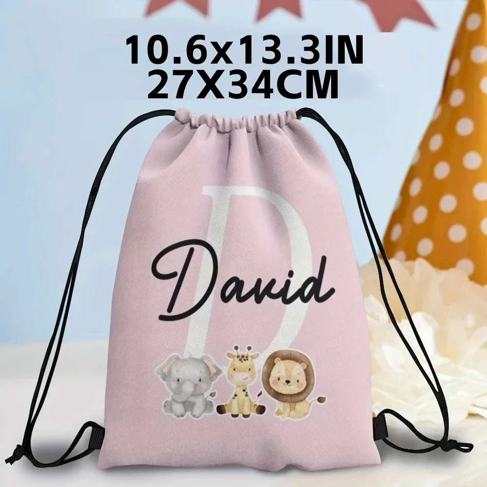 sac à dos personnalisé à cordon de serrage avec nom/texte sur le thème des animaux, 1 pièce, sac de sport léger pour voyage, sac de rangement pour salle de sport