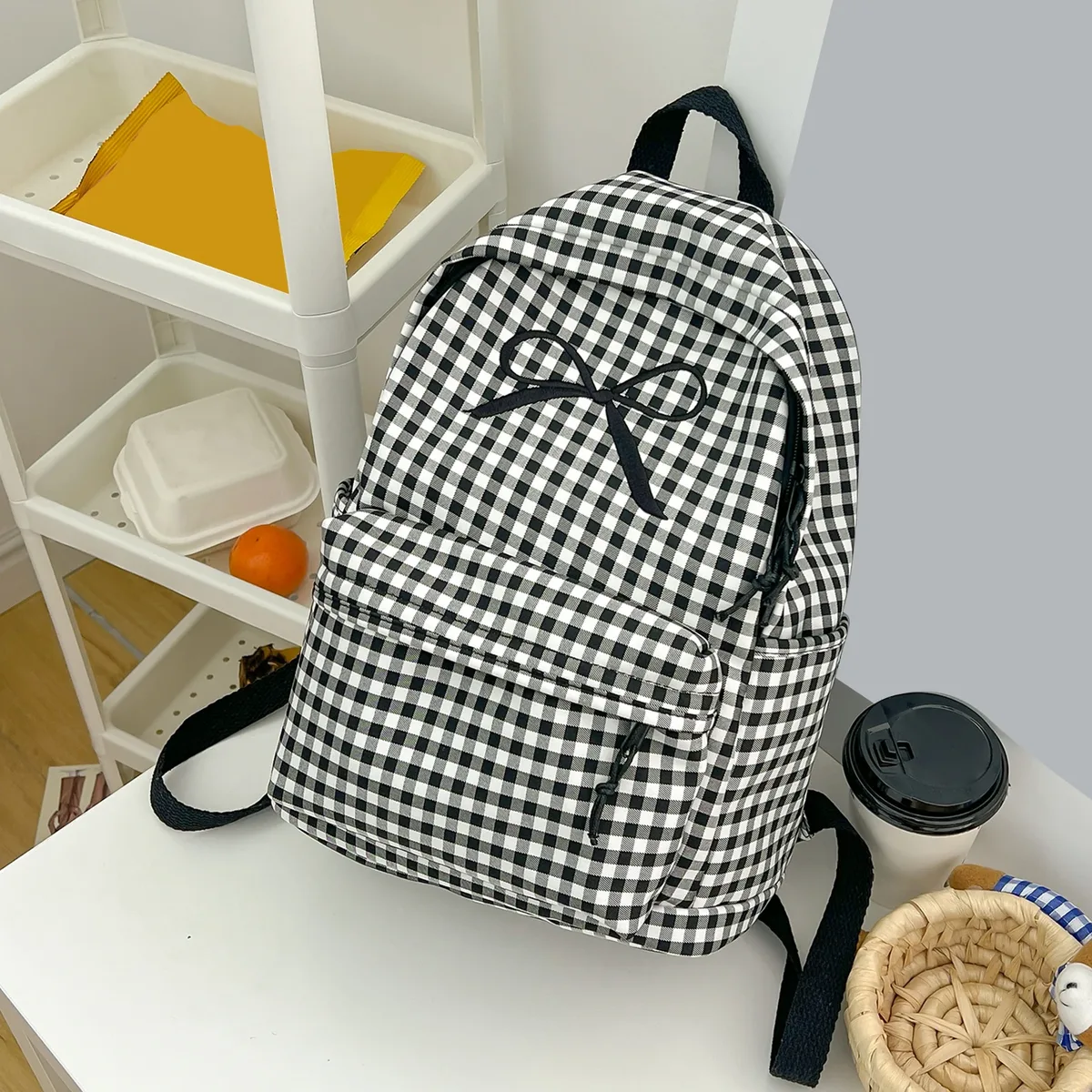 sacs à dos de campus élégants, grande capacité, en nylon souple, style preppy, multi-poches, sac de voyage décontracté, sacs à dos pour trajets quotidiens et travail.