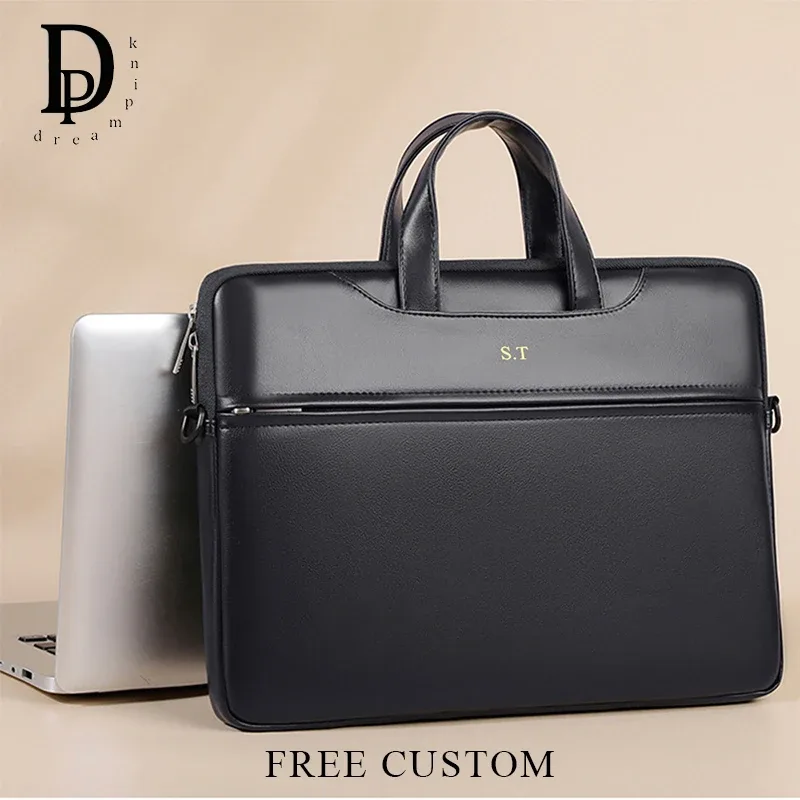 sac à ordinateur portable simple pour homme d'affaires, sac à main de luxe en cuir pu grande capacité pour femme, sac bandoulière personnalisable avec initiales diy