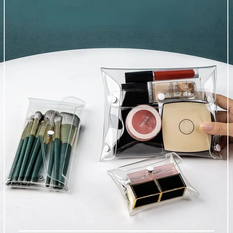 trousse de maquillage transparente, organisateur, sacs à cosmétiques, étui à brosses portable de voyage, ensemble de rangement, stylo transparent en pvc, lavage de toilette de bain