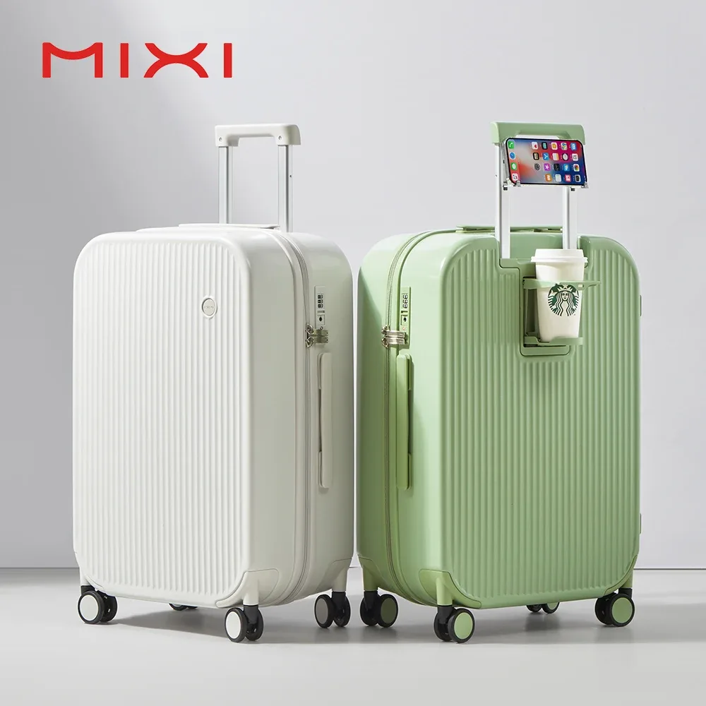 Réi-Bagage à main avec tasse, support de téléphone, coque rigide, valise de voyage à roulettes avec roues tournantes, 20 ", 24", 26 ", M9Gaining