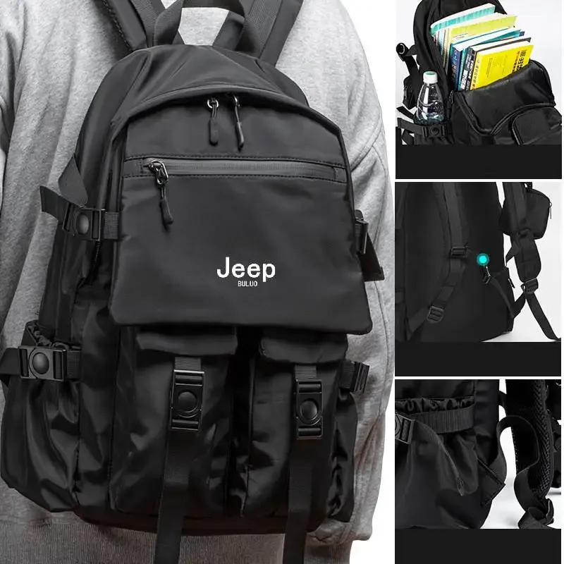 jeep buluo sac à dos en nylon pour homme, grande capacité, imperméable, pour ordinateur portable, sac d'école décontracté multi-poches pour voyage, travail, université