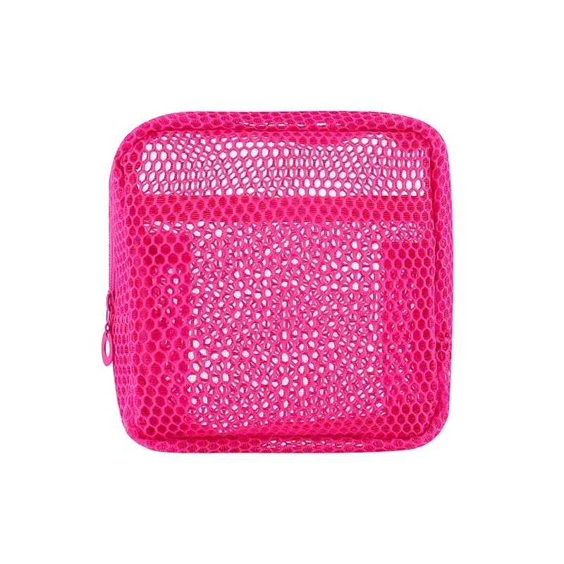 petit sac de maquillage en maille pour femmes, pochette carrée transparente et légère, organisateur de cosmétiques de voyage pour rouge à lèvres et étui à coussin