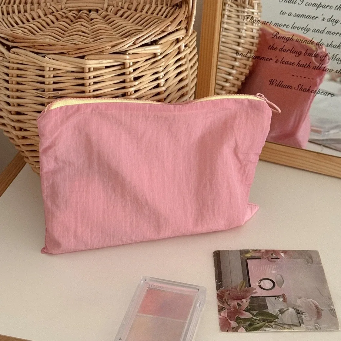 nouvelle trousse de maquillage à carreaux pour femme, grande capacité, en nylon, avec fermeture éclair, pochette de voyage, organisateur cosmétique, sacs de rangement zippés