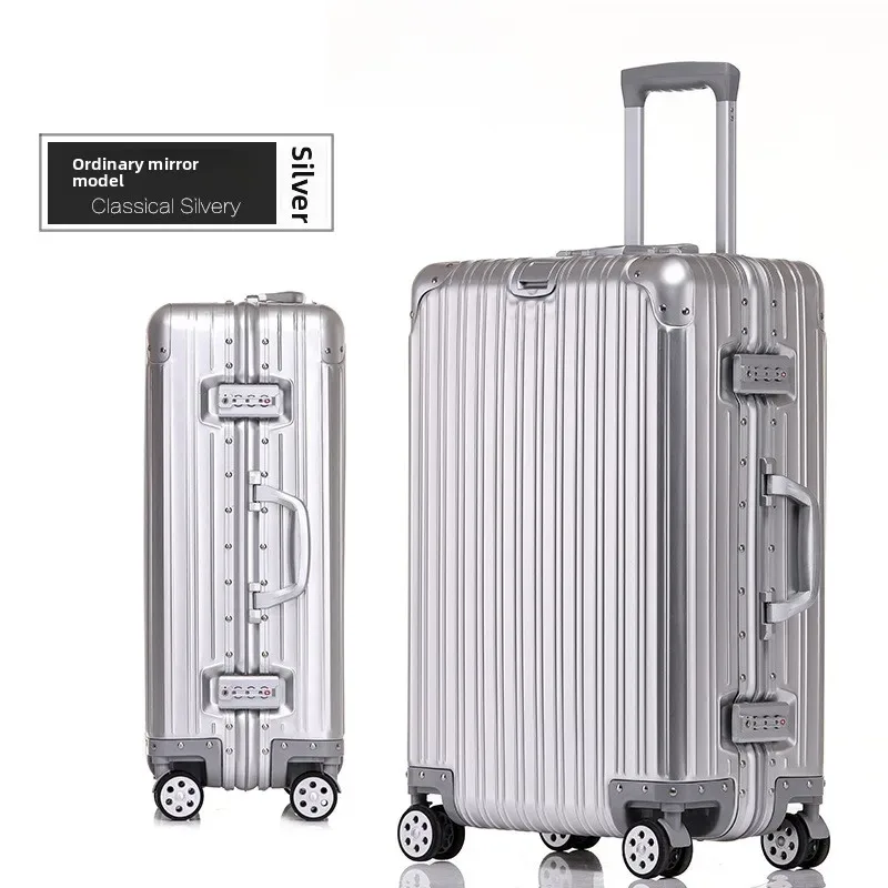 klqdzms bagage de voyage de haute qualité en alliage d'aluminium et de magnésium, grande capacité, valise de voyage de 20 pouces, sac de voyage d'affaires