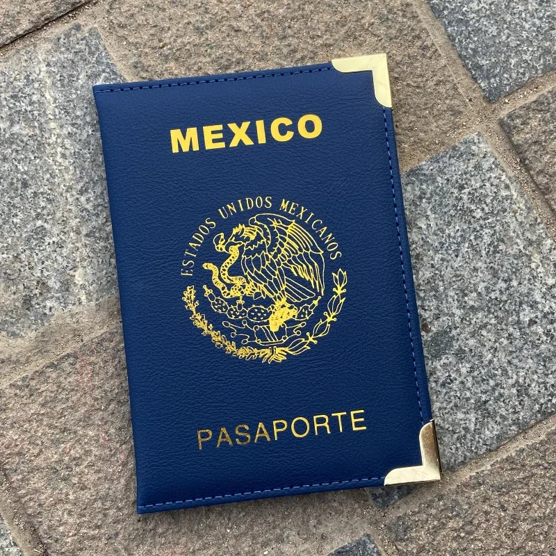 couverture de passeport du mexique bords et coins métalliques porte-passeport portefeuille de voyage couvertures de mode pour femmes pour passeports