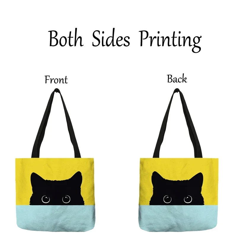 sac fourre-tout décontracté mignon animal de compagnie noir patte de chat imprimé femmes sac à bandoulière sac à main dames eco réutilisable shopper sacs pour l'épicerie
