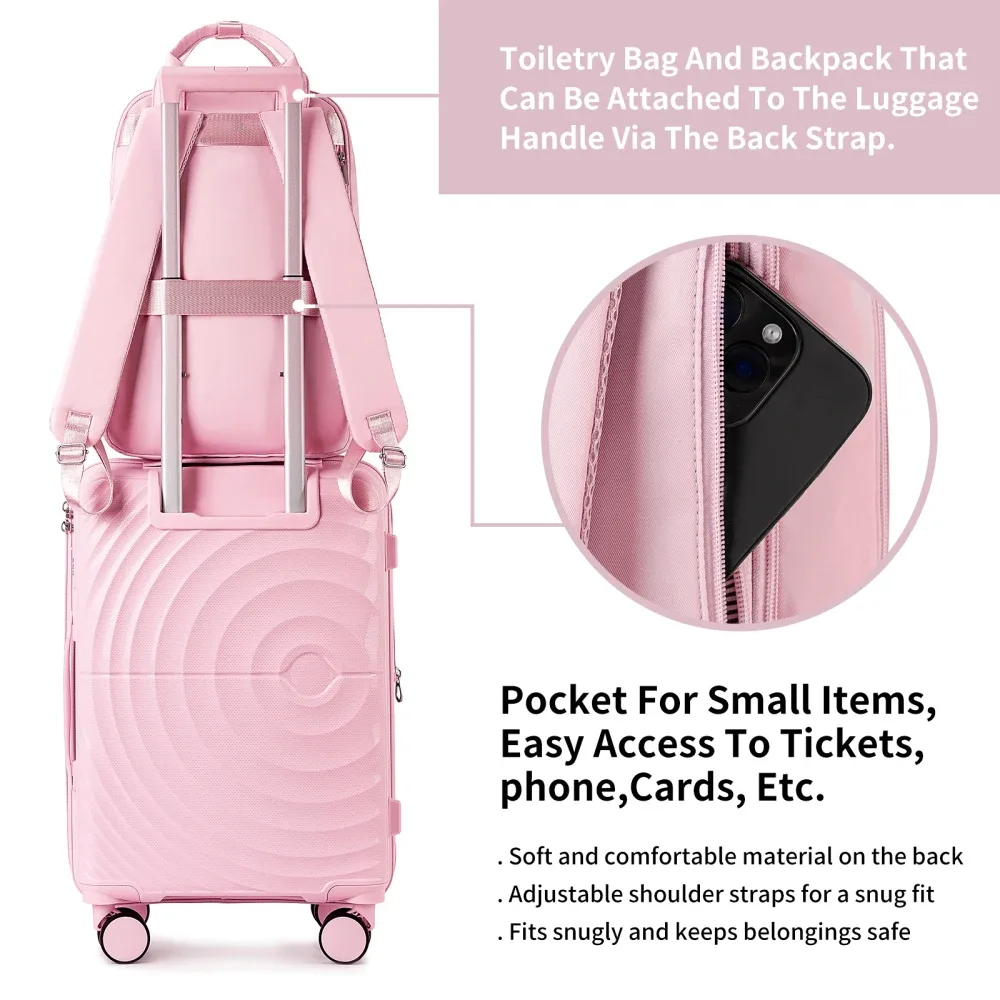 ensemble de 3 valises légères extensibles en pp de 20 pouces avec roulettes