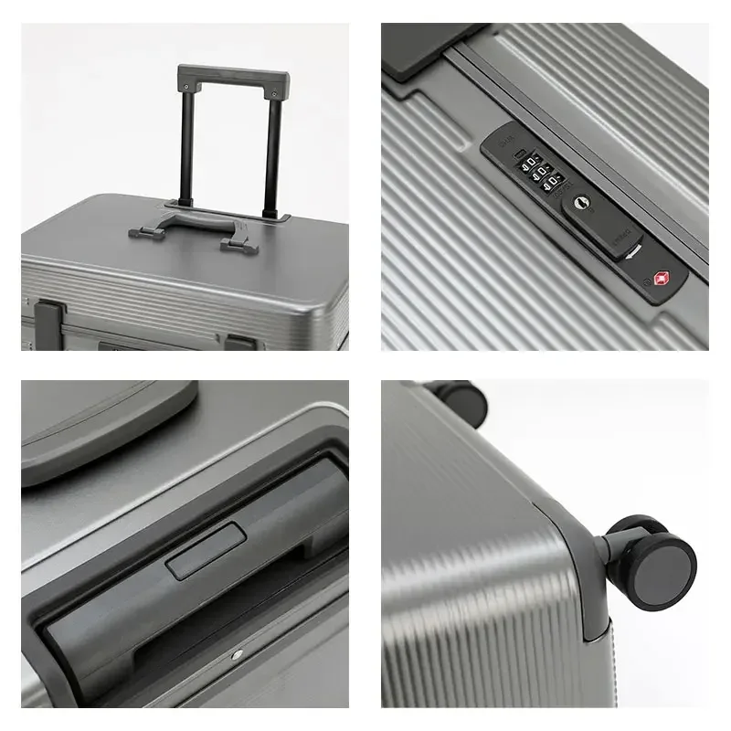 valise à cadre en alliage d'aluminium, valise à roulettes portable abs à ouverture supérieure, roues universelles, valise d'embarquement à verrouillage par code de peintures