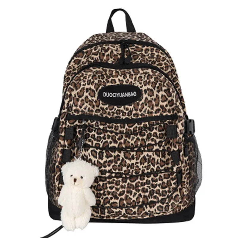 mode fille collège sac d'école décontracté simple femmes sac à dos léopard livre packbags pour adolescent voyage sacs à bandoulière pochette d'ordinateur