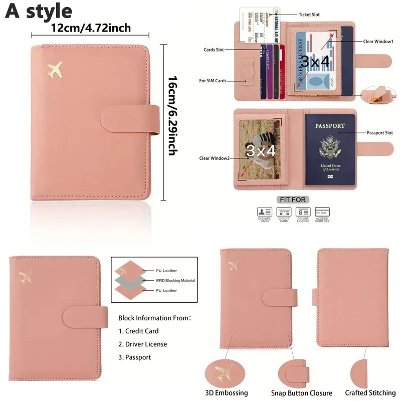 porte-passeport en cuir couvre étui étanche voyage carte de crédit portefeuille mignon passeport livre pour femmes/hommes boucle passeport couverture