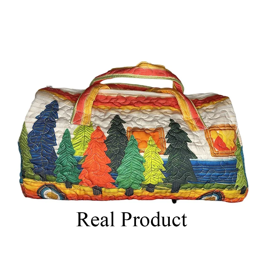 sac de voyage 3d artisanal matelassé, sac de week-end bohème hippie, motif champignon, grenouille, bus vintage, pour hommes et femmes, sacs de sport, de yoga et de nuit