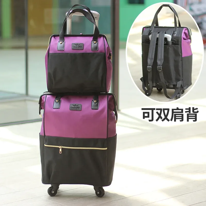 valise de voyage simple et portable de grande capacité pour femmes, sac à roulettes, sac à dos, sac d'embarquement, 2025