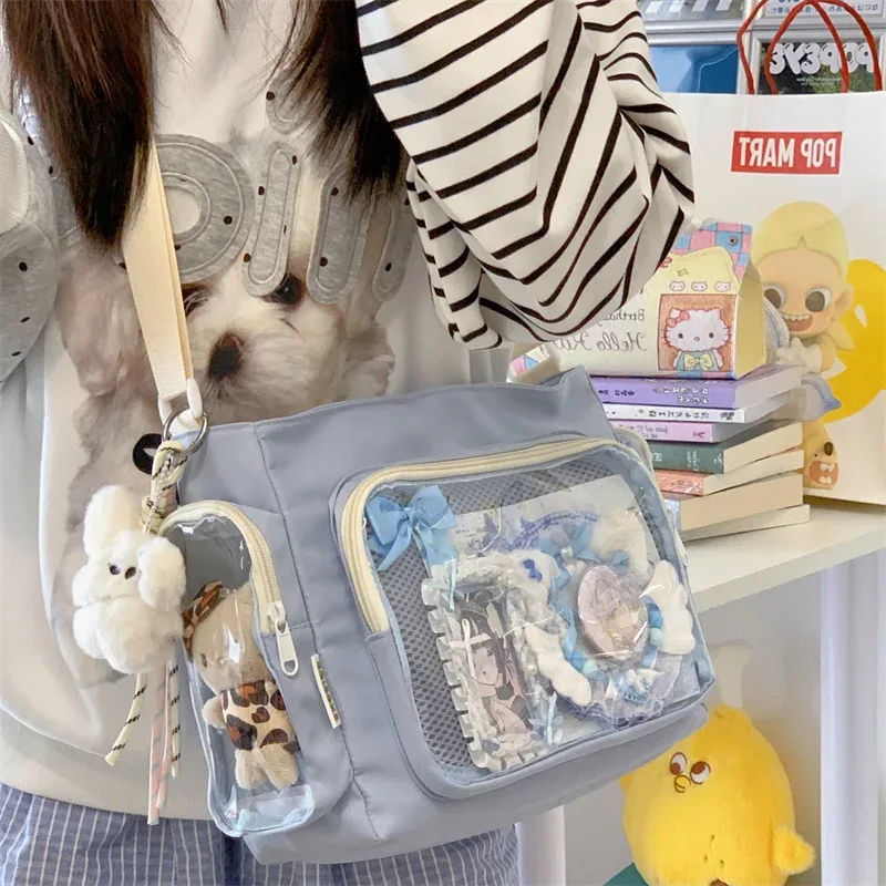 sac à bandoulière transparent simple pour filles, sac à bandoulière d'école de grande capacité, texture confortable et polyvalente, sac ita