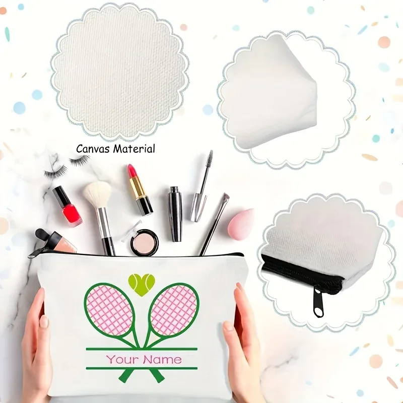 Sac de toilette personnalisé pour le tennis avec fermeture éclair, sac de rangement portable pour les voyages, organiseur de produits de toilette pour femmes et amies