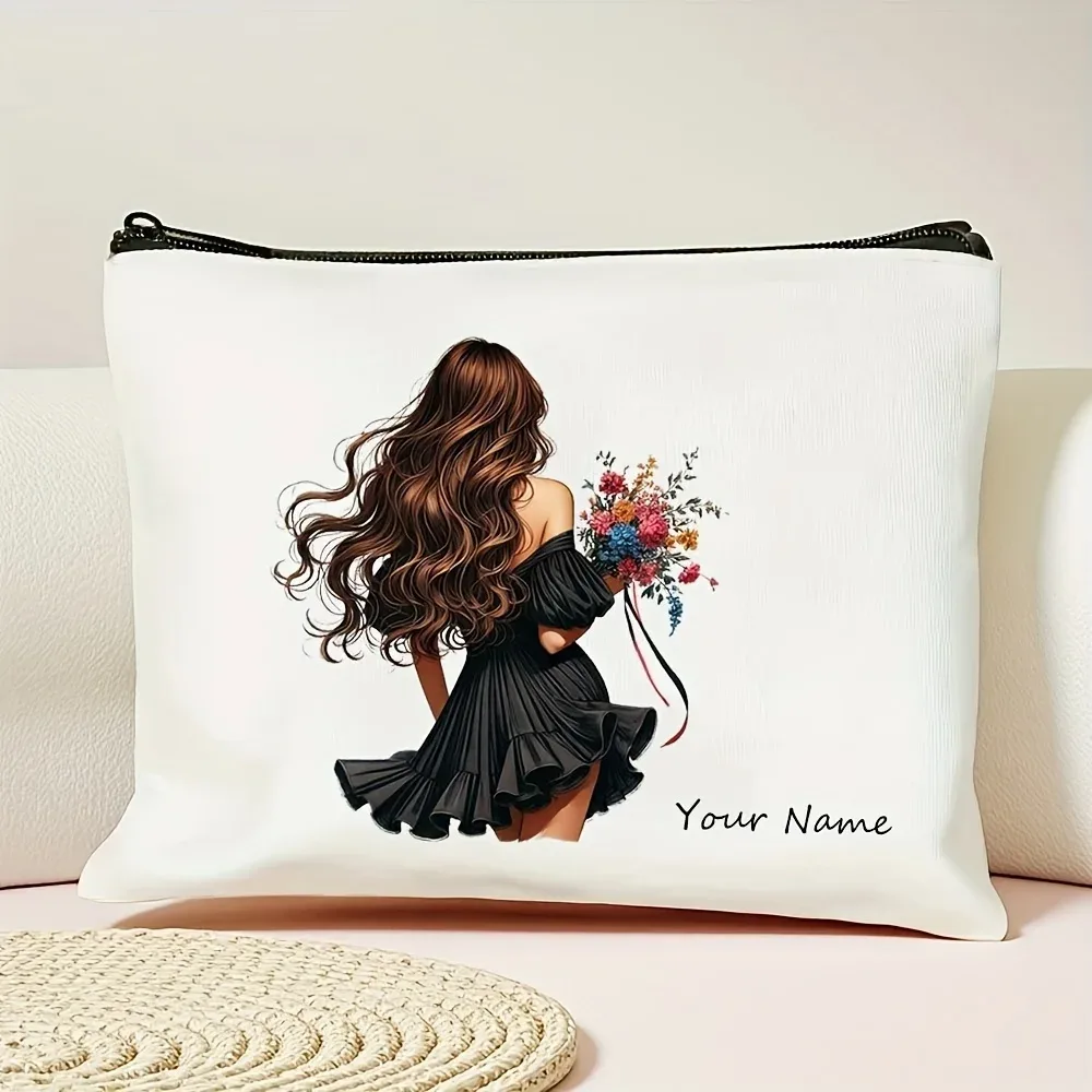 pochette cosmétique personnalisée avec nom, sac de voyage grande capacité, cadeau idéal pour la fête des mères et la remise des diplômes
