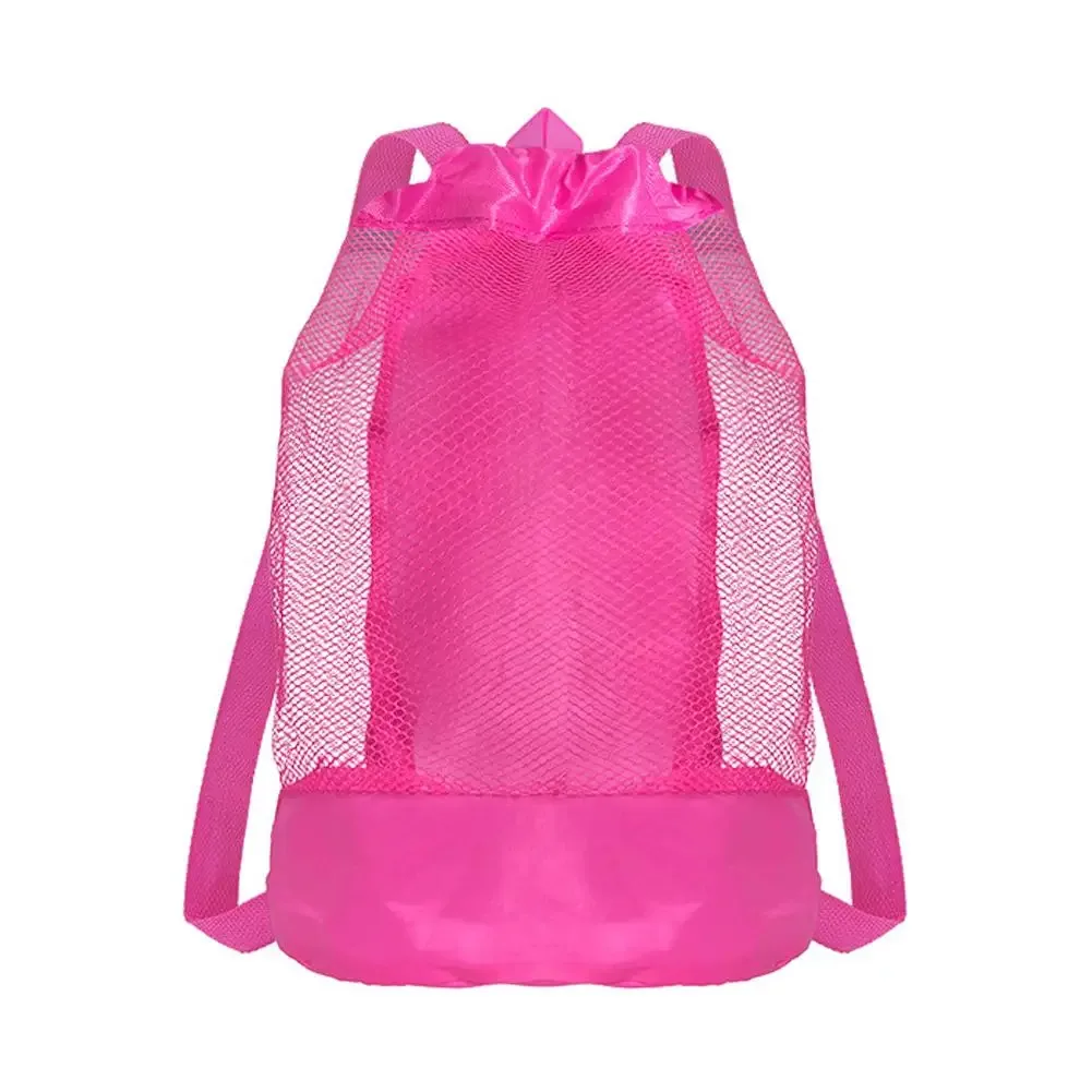 grand sac de plage en filet pour enfants, sac à dos pliable pour jouets de sable, sacs de rangement pour piscine, sac fourre-tout de voyage en filet à double bretelles