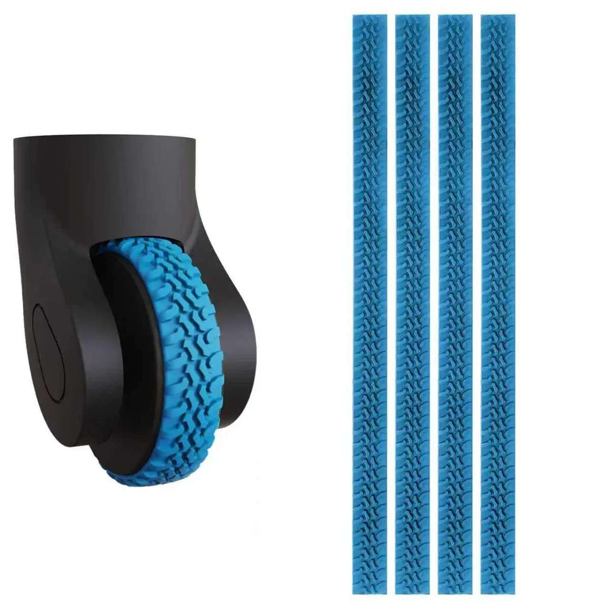 protector roues bagages silencieux silicone adhésif design anti-perte voyage couleur noire bleu gris protection durabilité adaptable tailles roues utilisation rapide travels affaires vacances