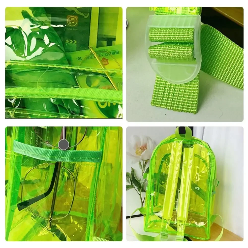 sac à dos d'école en plastique transparent pour femme, version coréenne, sac à dos en msi, document de bonbons, printemps et été