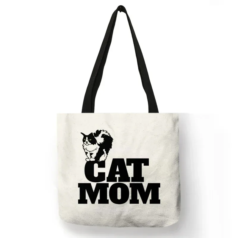 sac à bandoulière imprimé chat noir pour femmes, fourre-tout, sacs à main, peinture artistique animale, sac de shopping graphique pour boutique, supermarché, fourre-tout de plage