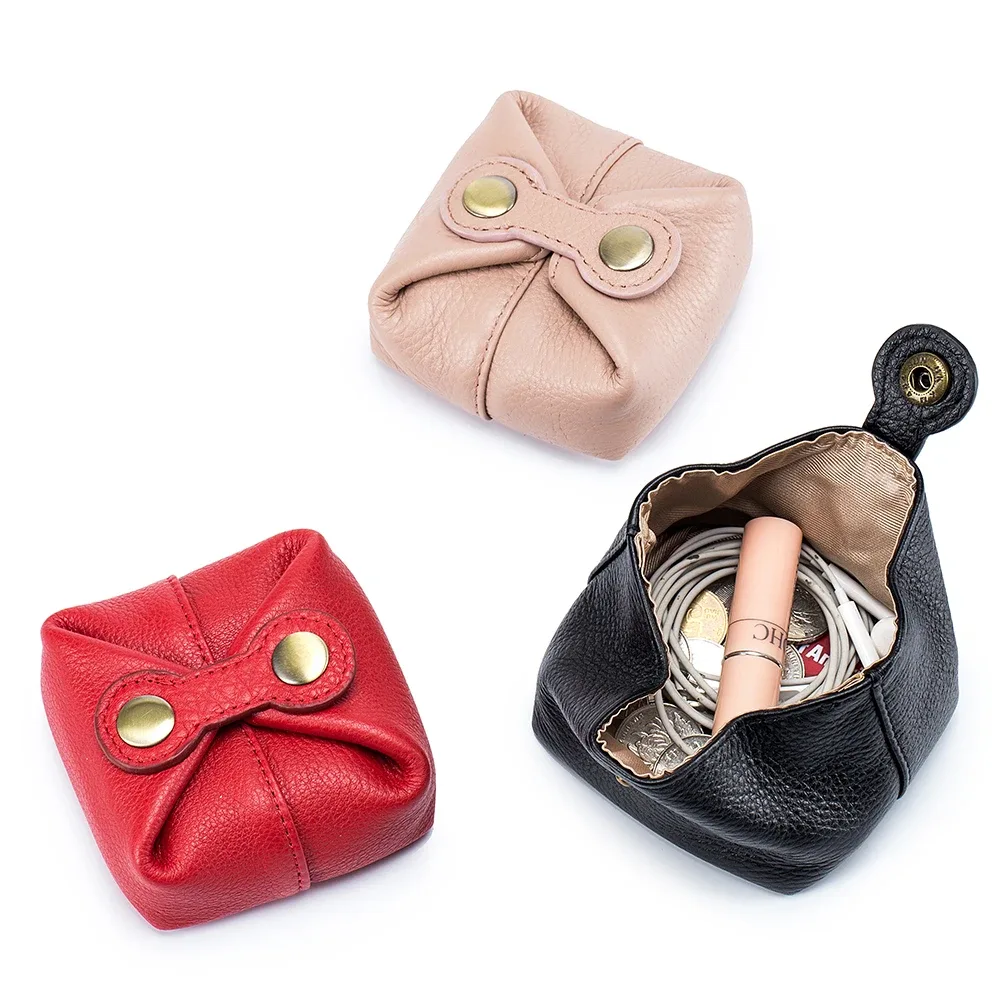 Sac à cosmétiques en cuir véritable pour femmes, pochette de maquillage mignonne, petite boîte à clés pour écouteurs, étui de rangement pour rouge à lèvres, Mini porte-monnaie à la mode