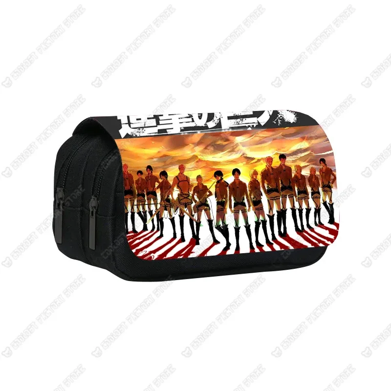 trousse à cosmétiques shingeki no kyojin, sac à stylos, levi eren, boîte à crayons, porte-brosse, étuis scolaires, anime attack on titan