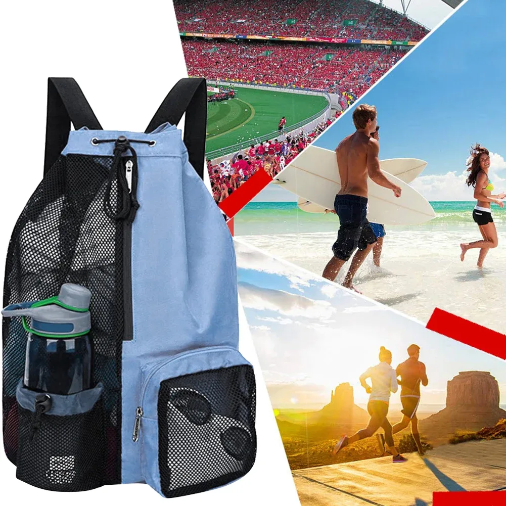 sacs de sport en filet à cordon de serrage pour la piscine, les sports, la plage – sac à dos en filet à cordon de serrage pour hommes, femmes, nageurs, équipement d'entraînement, sac à cordon