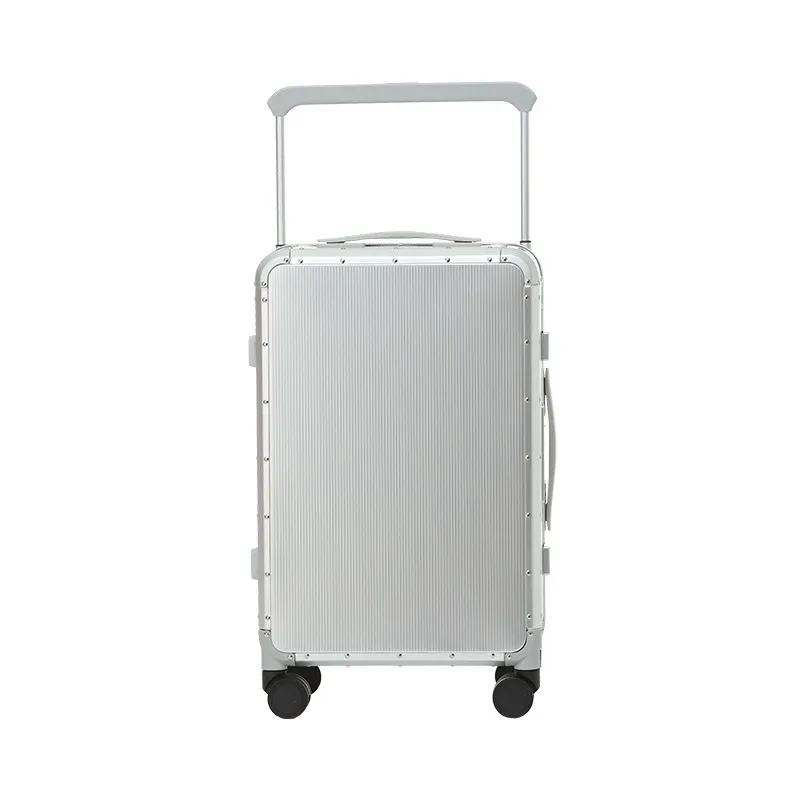 nouvelle valise de voyage à roulettes en alliage magnésium-aluminium avec poignée large, 20 pouces, valise de cabine pour affaires, bagage à main.