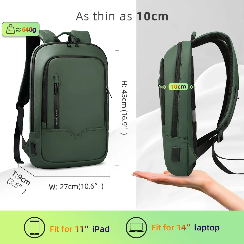 sac à dos heroic knight pour hommes, sac à dos d'affaires mince pour tablette, sac à dos de voyage léger pour ordinateur portable 14 "15.6" 17 pouces pour le travail et l'université