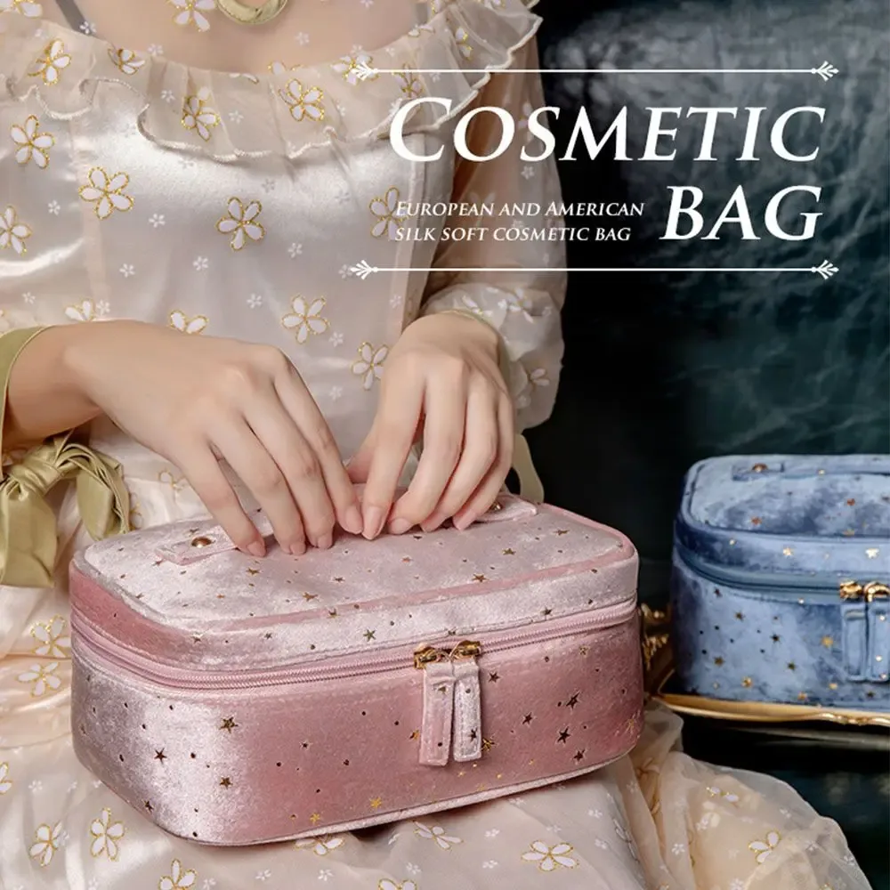 sacs de rangement multifonctionnels portables souples, sac de maquillage de grande capacité bronzant, sacs de rouge à lèvres, sac à cosmétiques en velours, trousse de toilette