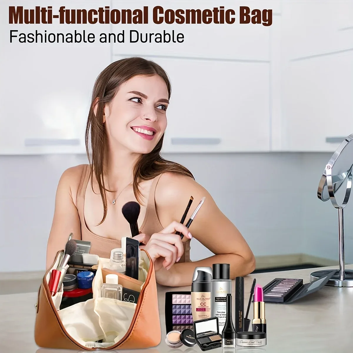 organisateur de maquillage trousse de toilette féminine sac trousse de maquillage pochette de rangement boîte de luxe pour dame, sac à cosmétiques, sac de rangement pour voyage zip