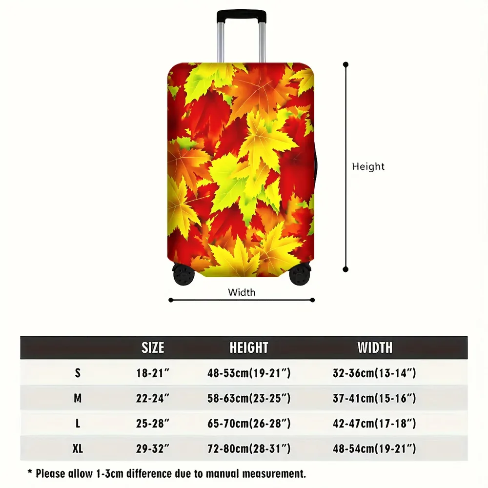 housse valise polyester motif feuilles automnales rouge orange jaune protection voyage taille moyenne valises travail vacances