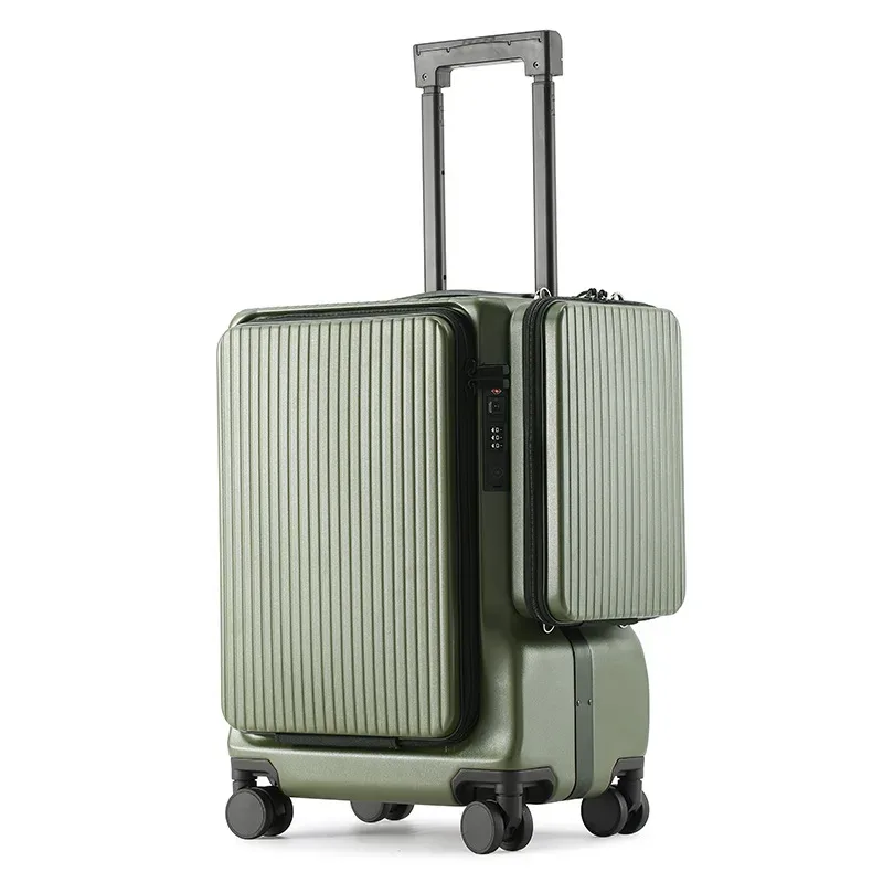 valise de voyage multifonctionnelle à ouverture frontale en aluminium, 20 pouces, pour affaires, avec roulettes, bagage cabine