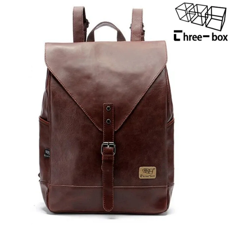 sac dos cuir marron beige vieil aspect format rectangulaire grand capacité affaires ordinateur portable bandoulière arquée fermeture éclair compartiment zipper documents voyage business voyage