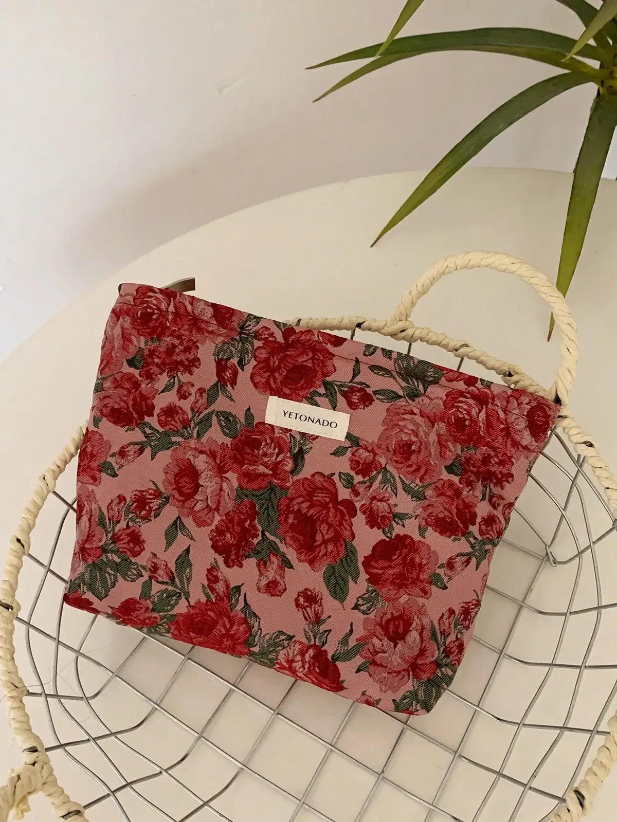 organisateur voyage polyester rose motif floral chaussures maquillage compresseur cube sac compression sacs chaussures pochette housse vêtements