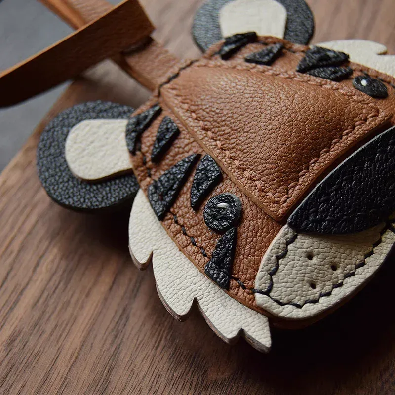 porte-clés de voiture en cuir fait à la main, cadeau créatif unique pour hommes et femmes, tigre daji, organisateur de clé original, sac à main