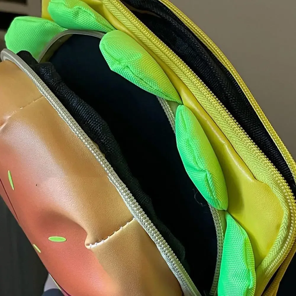 sac à bandoulière hamburger de dessin animé, sac à dos cheeseburger en pu, cartable de grande capacité, sac messager pour voyage en plein air, cadeau pour filles