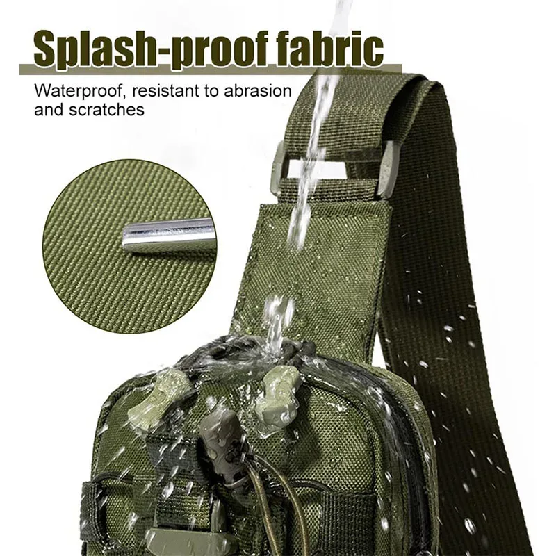 sac de poitrine multifonctionnel tactique pour homme, sac banane pour bouteille d'eau, pochette de rangement pour téléphone, idéal pour le camping et le cyclisme
