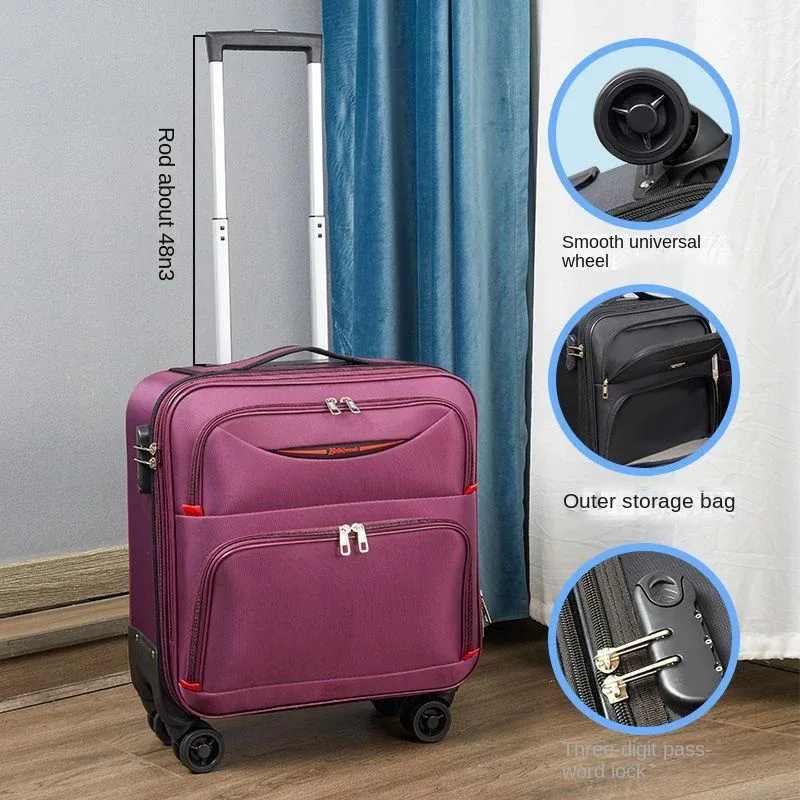 16 18 pouces oxford tissu bagages petite valise légère mot de passe embarquement valise de voyage roue universelle mini boîte en cuir, maleta viaje cabina
