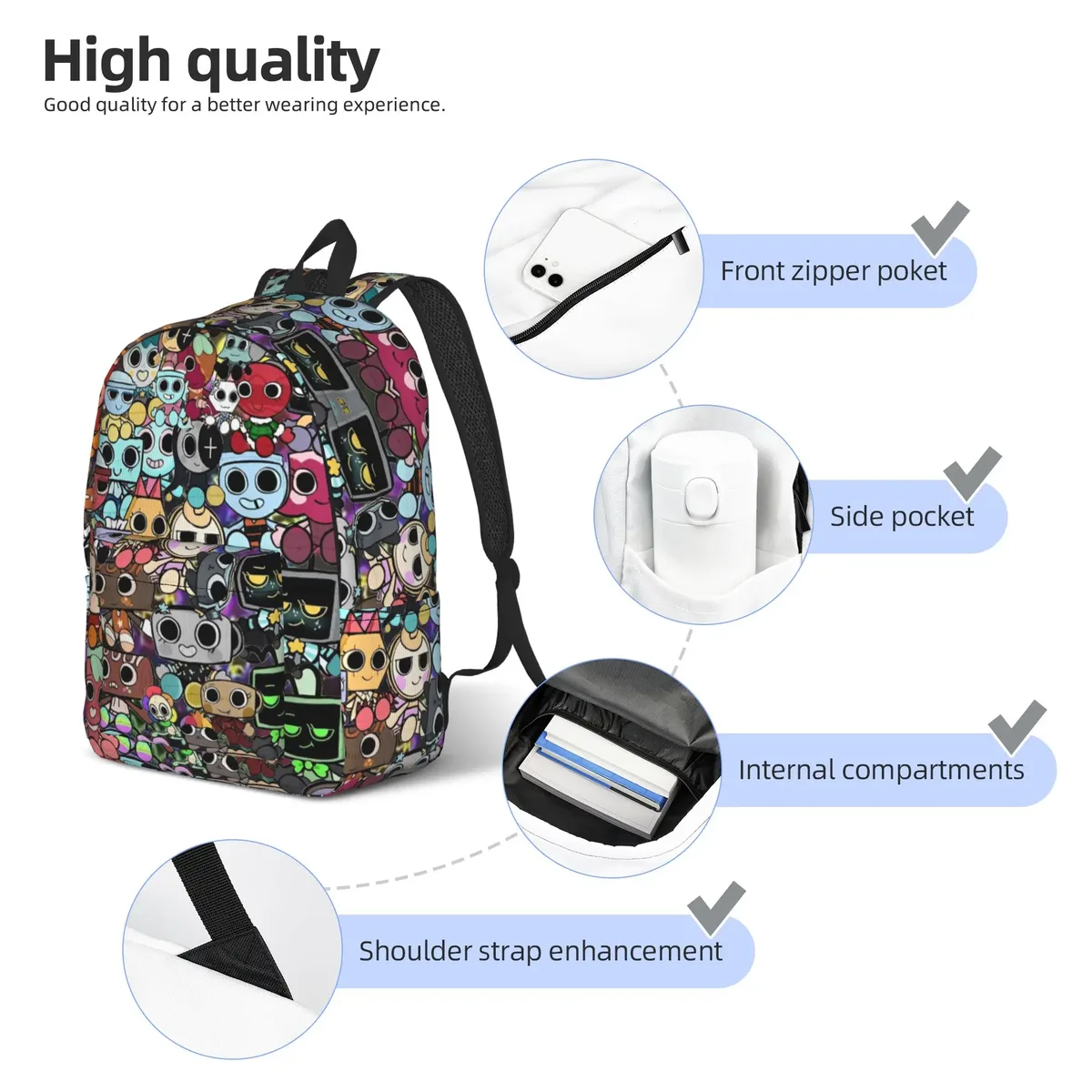 sac à dos tendance dandys world vee shelly goob gigi pour le sport, les étudiants, le travail, les loisirs, pour hommes et femmes, sac en toile pour l'université