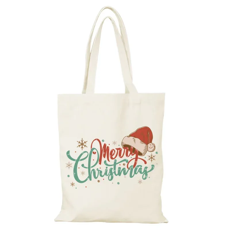 joyeux noël le sac fourre-tout femme nouvel an cadeau dessin animé sacs en tissu sac de cours sac à bandoulière femme eco shopper sacs à main homme