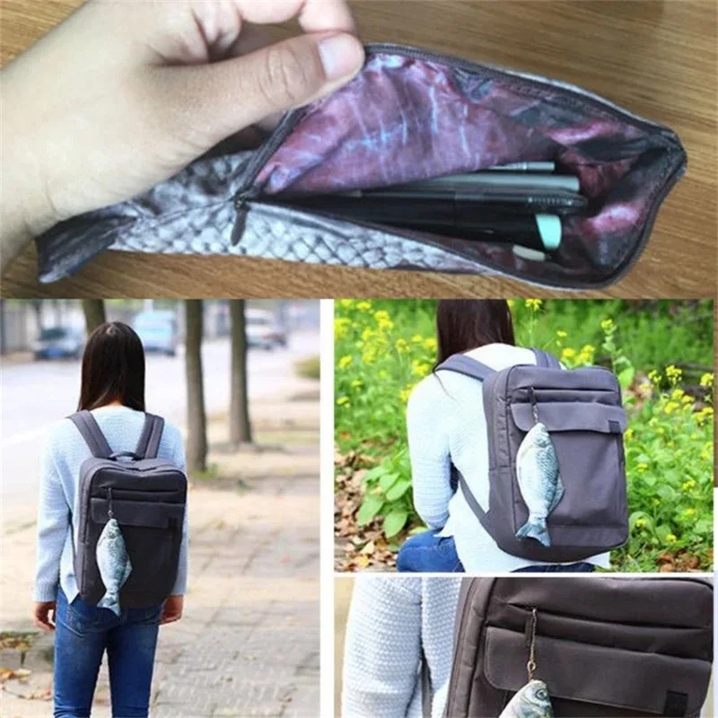 sac à crayons crucian simulé, personnalité créative en forme de poisson sel, trousse à crayons, sac à main drôle pour étudiants adolescentes filles