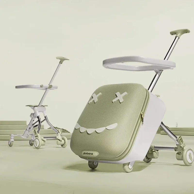Valise à roulettes de voyage pour enfants montable sur avion avec roulettes, bagages, promenade et marche, valise pour bébé, poussette pliante