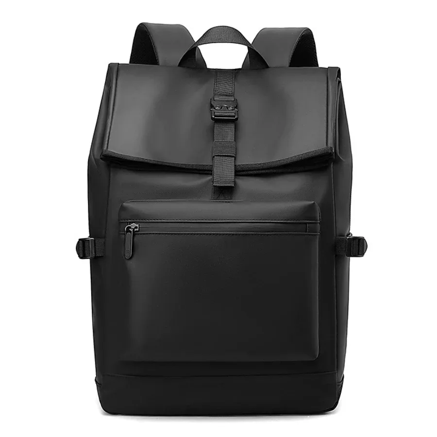sac dos nylon noir design simple fonctionnel bandoulière arquée grand format polyester intérieur informatique décontracté voyage business