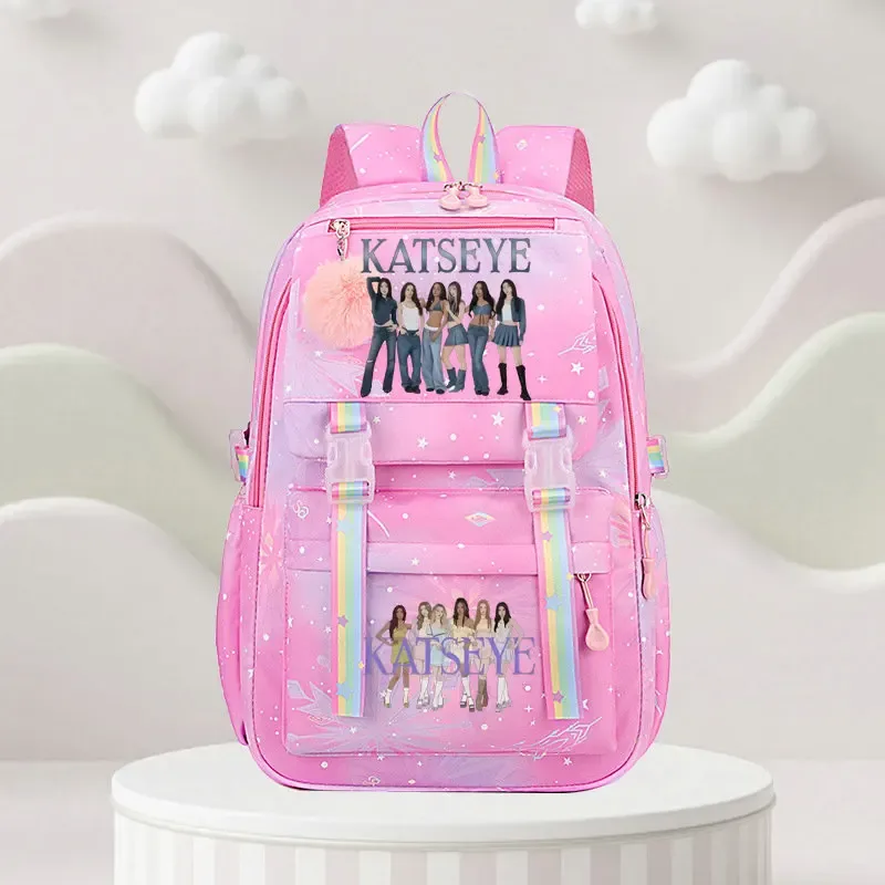sac d'école katseye print, sac d'école pour élèves du primaire, sac à dos de voyage en plein air, sac à dos tendance pour filles, sac à dos pour enfants.