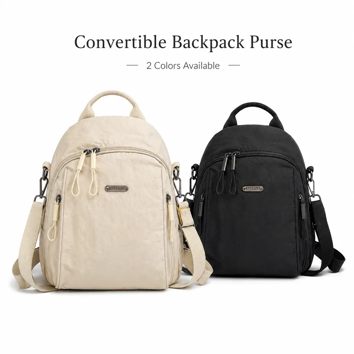 sac à dos mini léger en nylon pour femmes, sac à bandoulière convertible, multi-poches, sac de voyage décontracté pour la journée