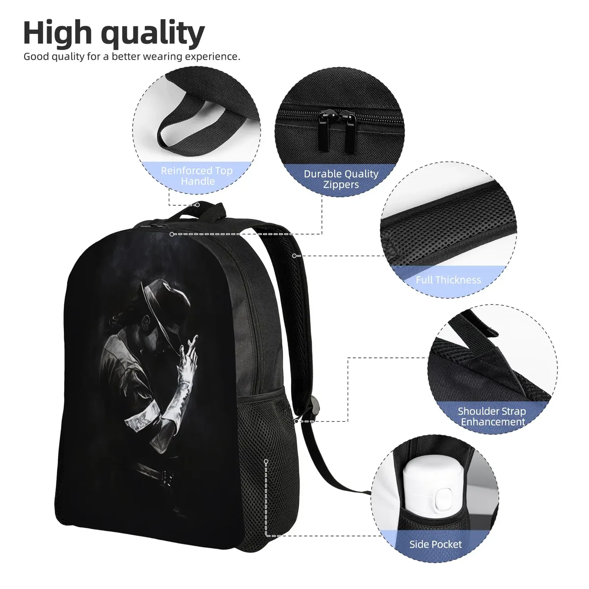 michael mj sac à dos unisexe respirant en polyester, sacs d'école amusants, sac à dos de voyage design