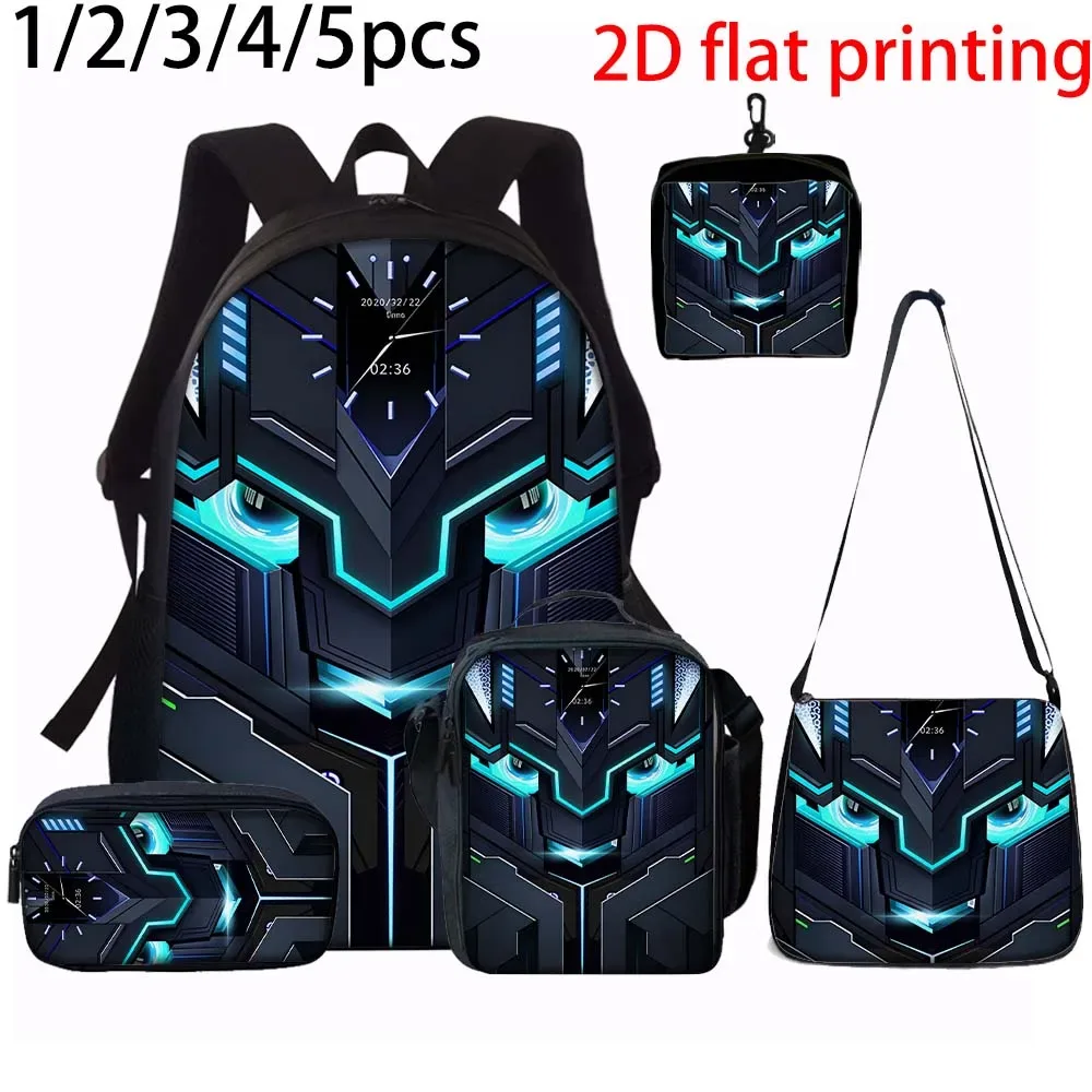 Sac Dos Polyester Noir Motifs Futuristes Bleu Blanc Poignée Supérieure Bandes Latérales Petit Sac Main Porte Monnaie Usage Quotidien École Déplacements
