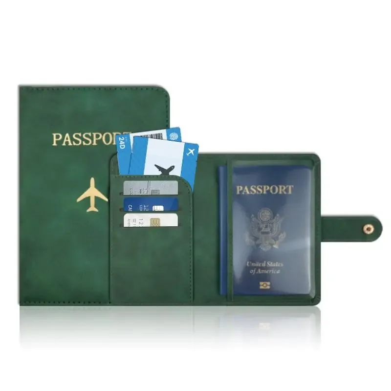 portefeuille de passeport en cuir pu mignon, imperméable, porte-cartes multiple, organiseur de documents de voyage pour hommes et femmes